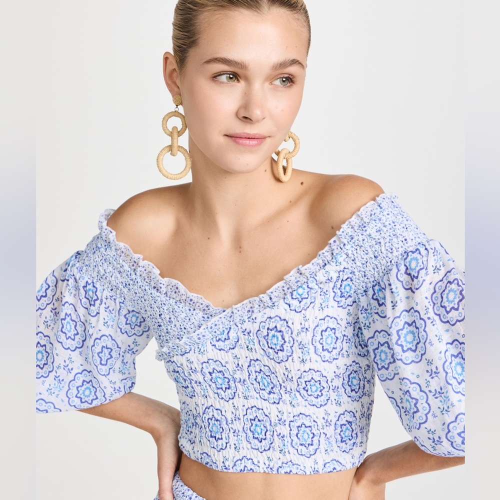 Temptation Positano Cross Top | Color: Blue | Small | $65 (originally $110)